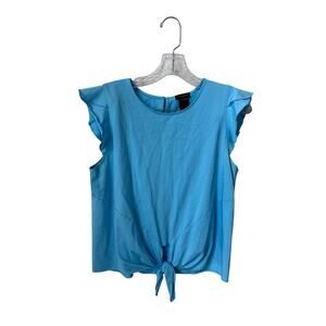 Ann Taylor Factory Blue 100% Cotton Knot Tie Top Size Medium